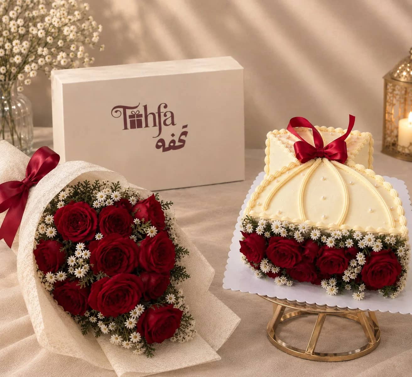 Rose Gown Cake & Bouquet